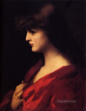 Jean Jacques Henner Painting - Study Of A Woman In Red Jean Jacques Henner